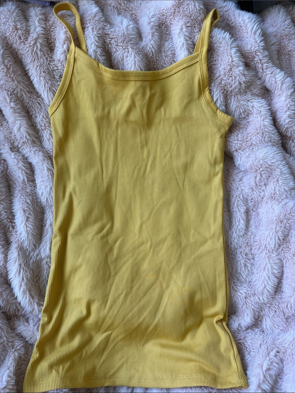Women’s Ribbed Yellow Tank Top - Classic Spaghetti Strap